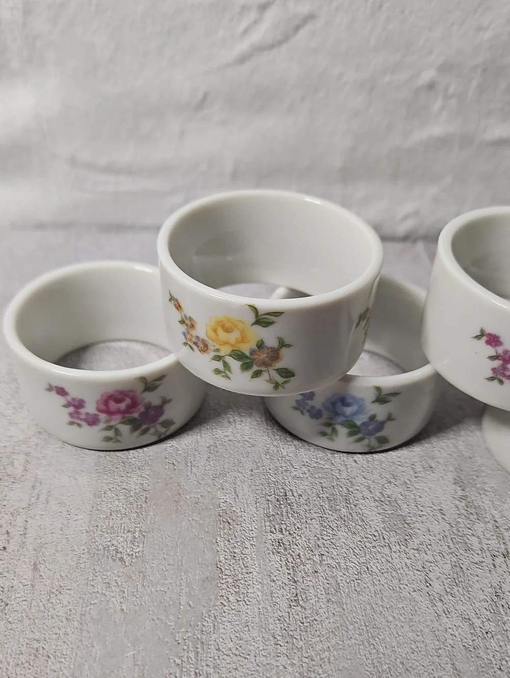 8~ Floral Ceramic Napkin Rings
